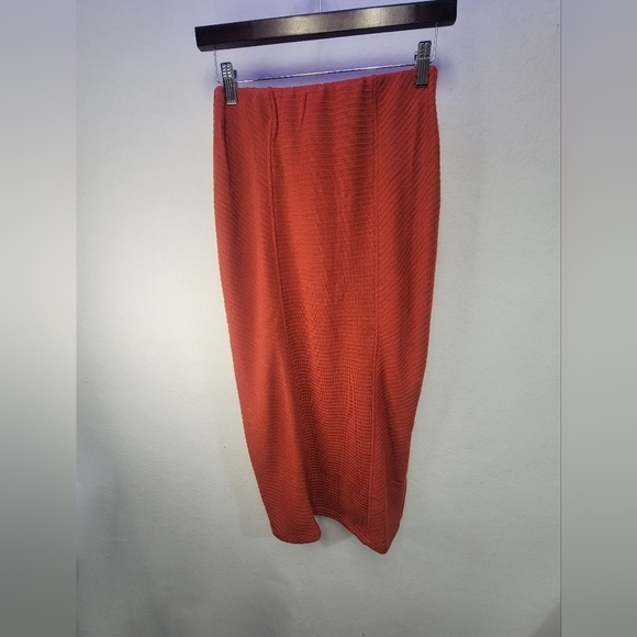 Band Of The Free BOG Collective RENEE Rust Ribbed Pencil Skirt Size Small - Picture 3 of 10